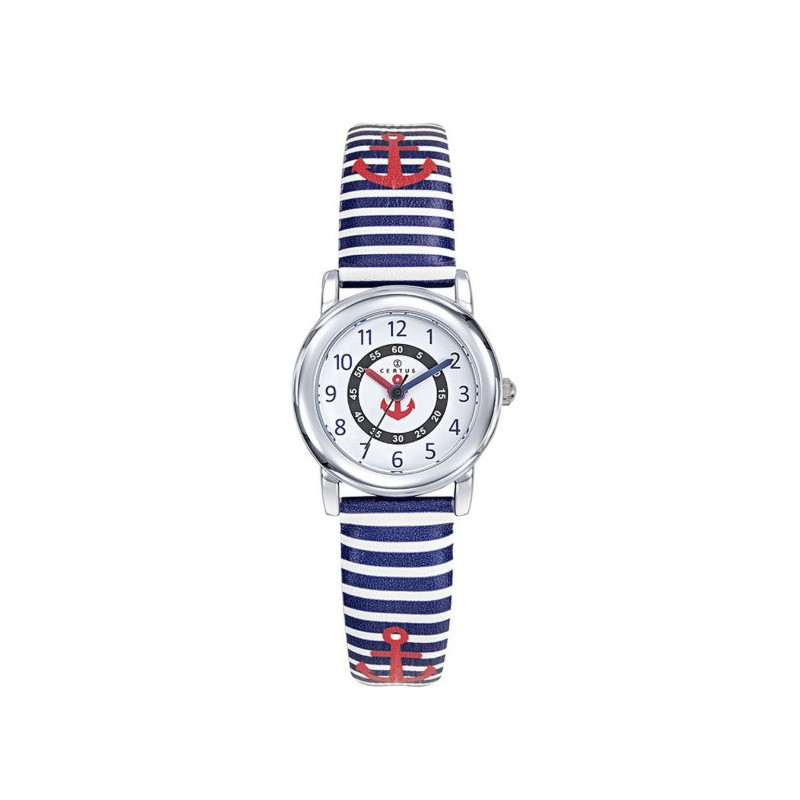 Certus Montre Enfant Cuir Bleu Blanc Marin 647711