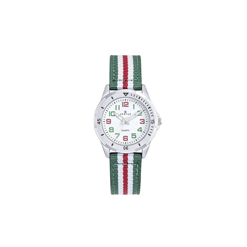 Certus Montre Enfant Tissu Vert Blanc Rouge 647723
