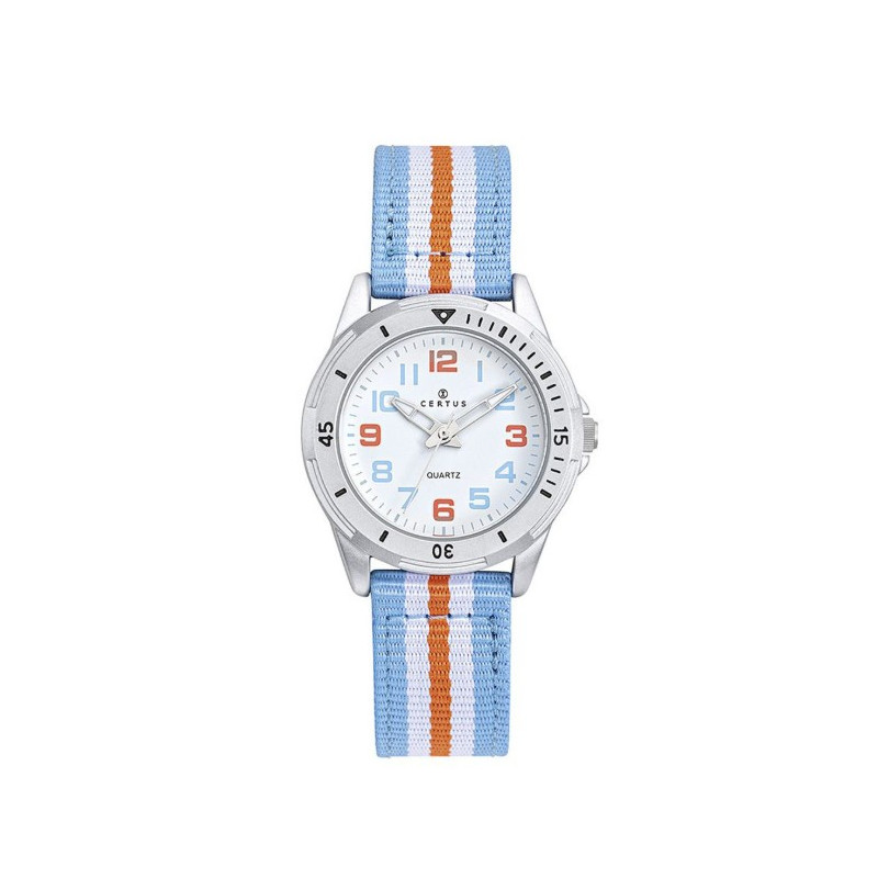 Certus Montre Enfant Tissu Bleu Blanc Orange 647725