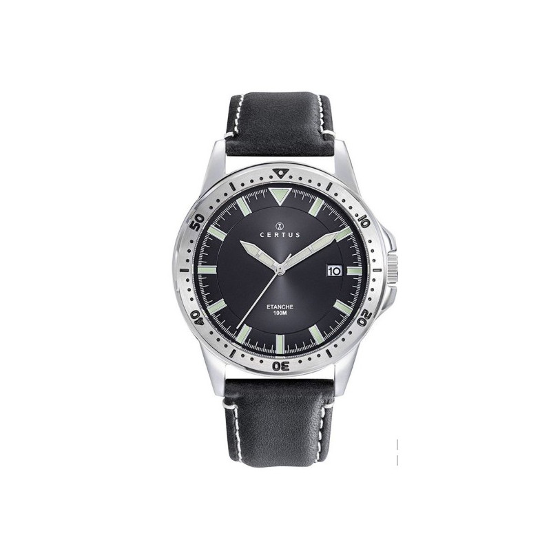 Certus Montre Homme Acier Cuir Noir 611311
