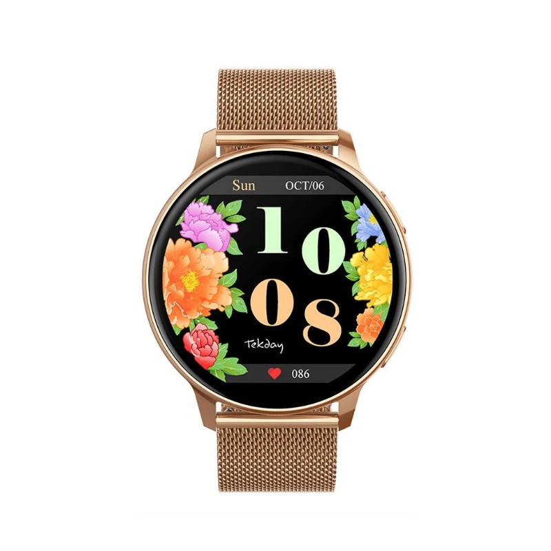 Tekday Montre Connectée Mixte Acier Doré Rose Milanais 656533