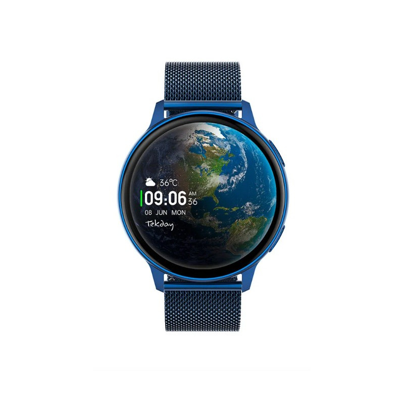 Tekday Montre Connectée Mixte Acier Bleu Milanais 656539