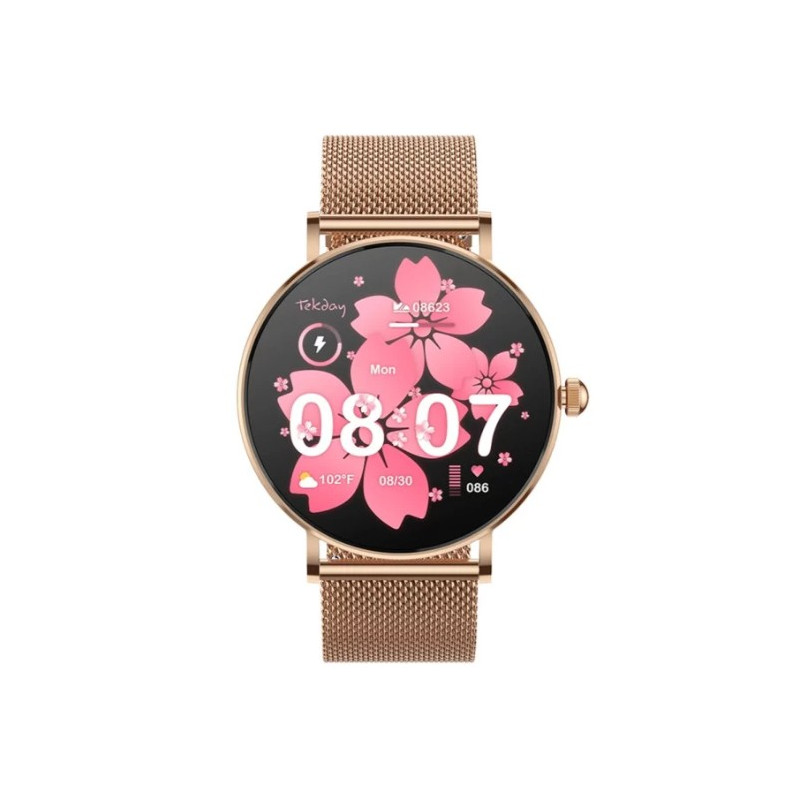 Tekday Montre Connectée  Acier Doré Rose Milanais 656565