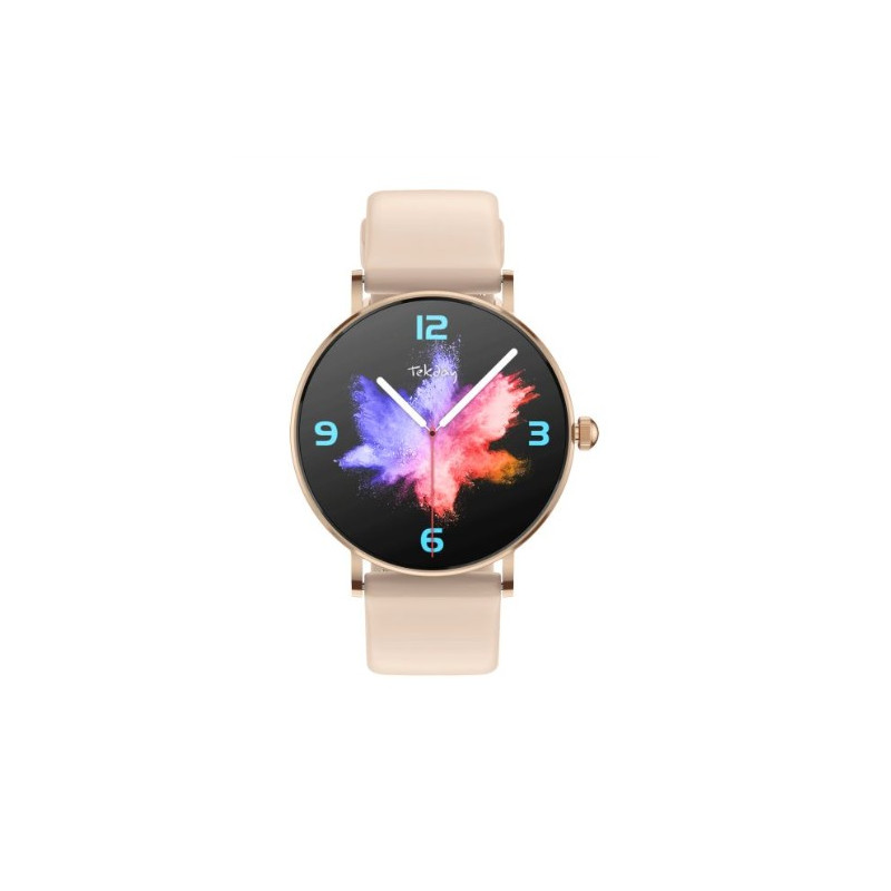 Tekday Montre Connectée Acier Silicone Rose 656566