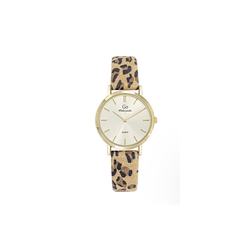 Go Girl Montre Femme Acier Cuir Léopard 699636