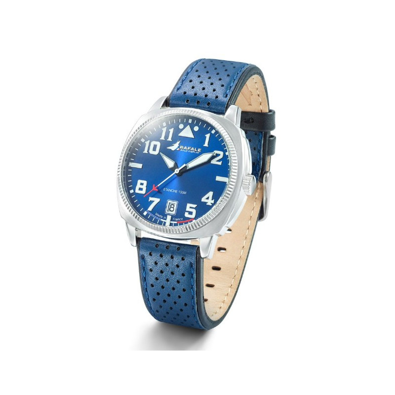 Rafale Coach Montre Homme Acier Cuir Bleu 666029