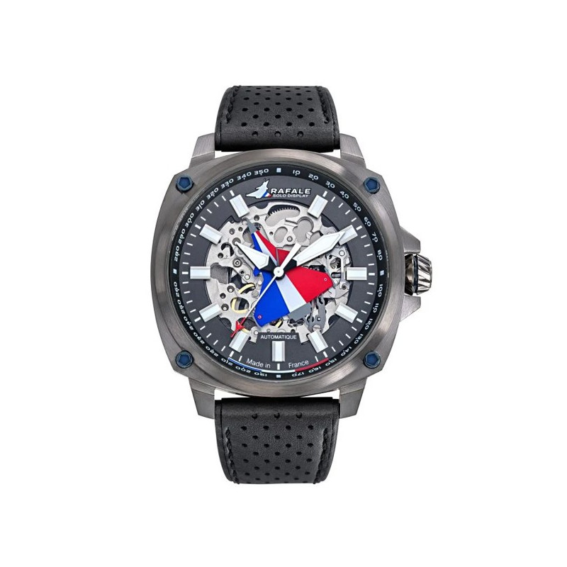 Rafale Pilote Montre Automatique Homme Acier Cuir Noir 666037