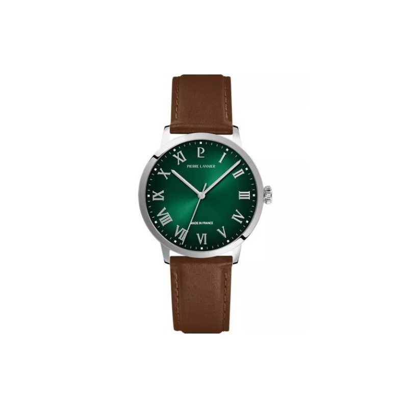 Pierre Lannier Interval Montre Homme Acier Cuir Marron 255G174