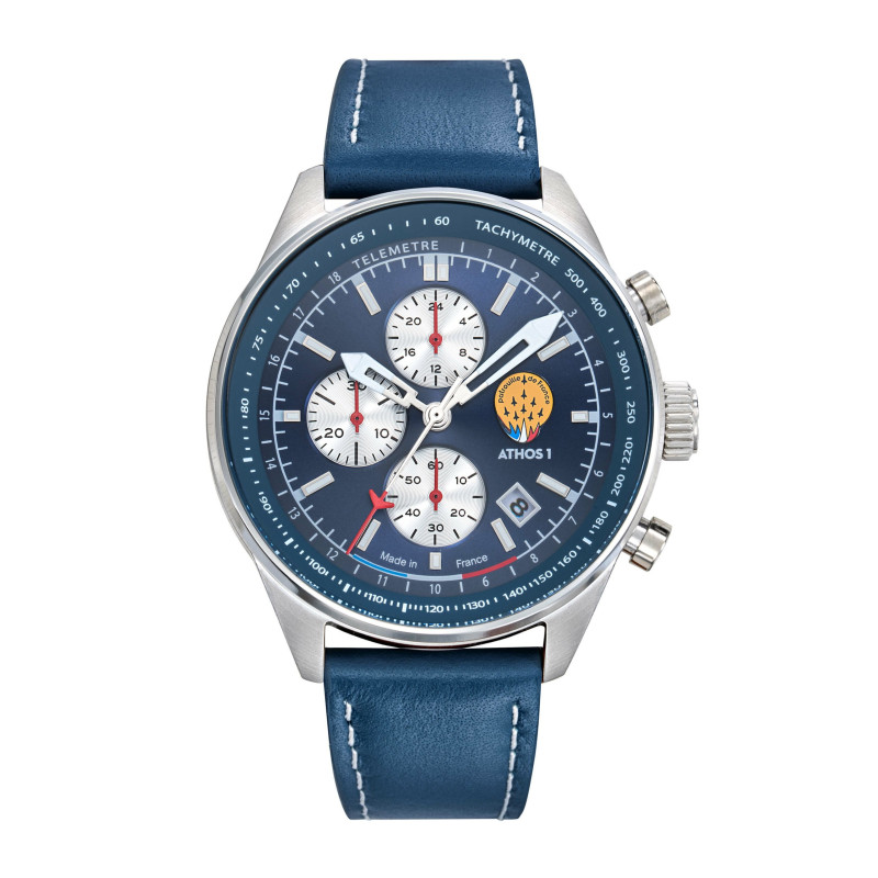 Patrouille de France Athos1 Montre Homme Chrono Cuir Bleu 668145