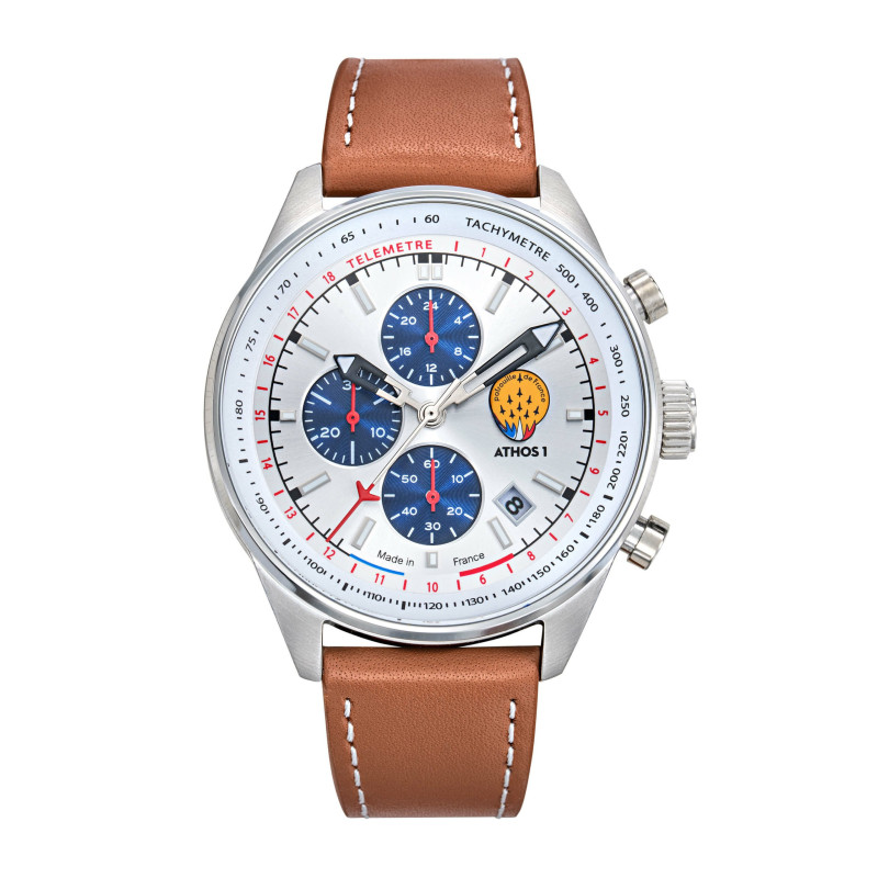 Patrouille de France Athos1 Montre Homme Chrono Cuir Marron 668146