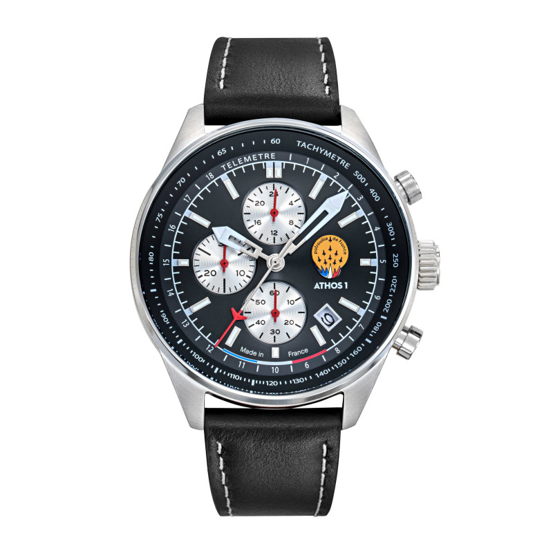 Patrouille de France Athos1 Montre Homme Chrono Cuir Noir 668147