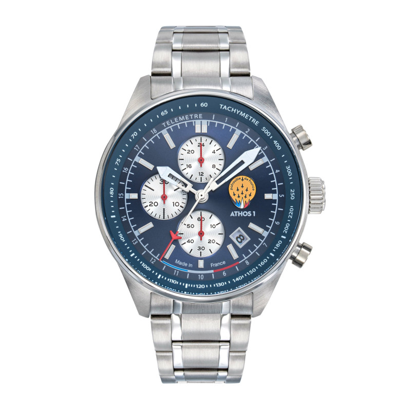 Patrouille de France Athos1 Montre Homme Chrono Acier 668149