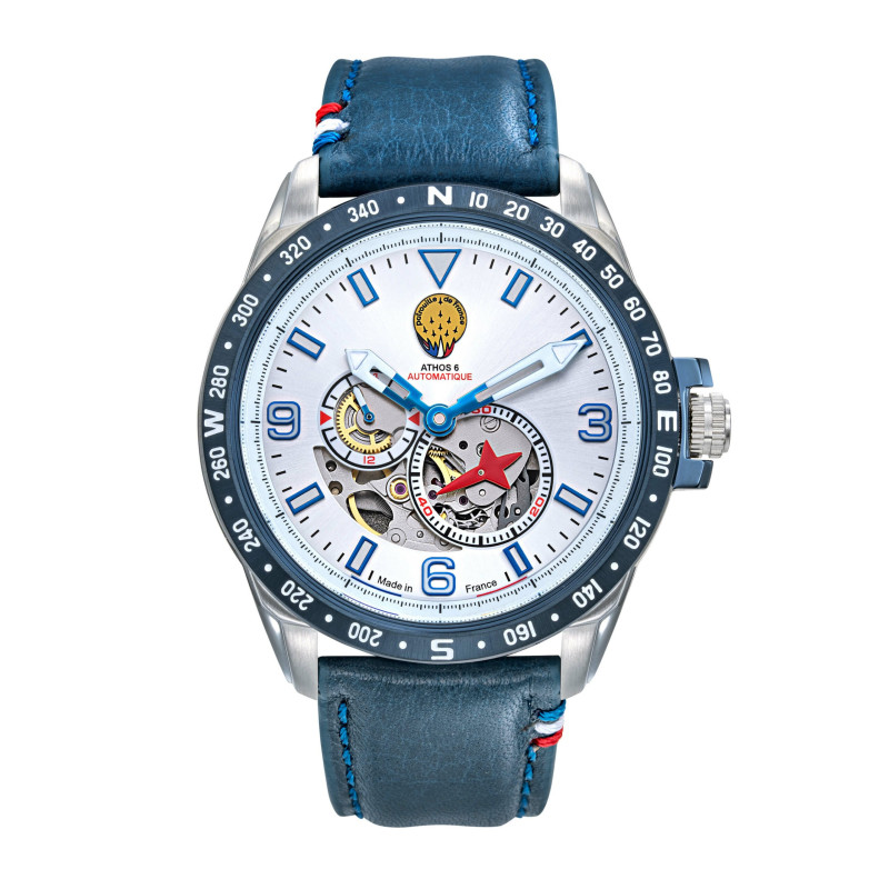 Patrouille de France Athos 6 Montre Homme Automatique Cuir Bleu 668153