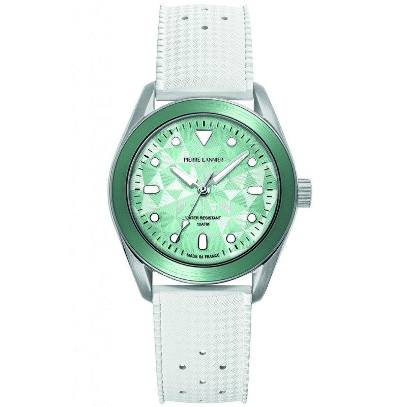 Pierre Lannier Montre Bora Lagon Céladon Silicone Blanc 207K171