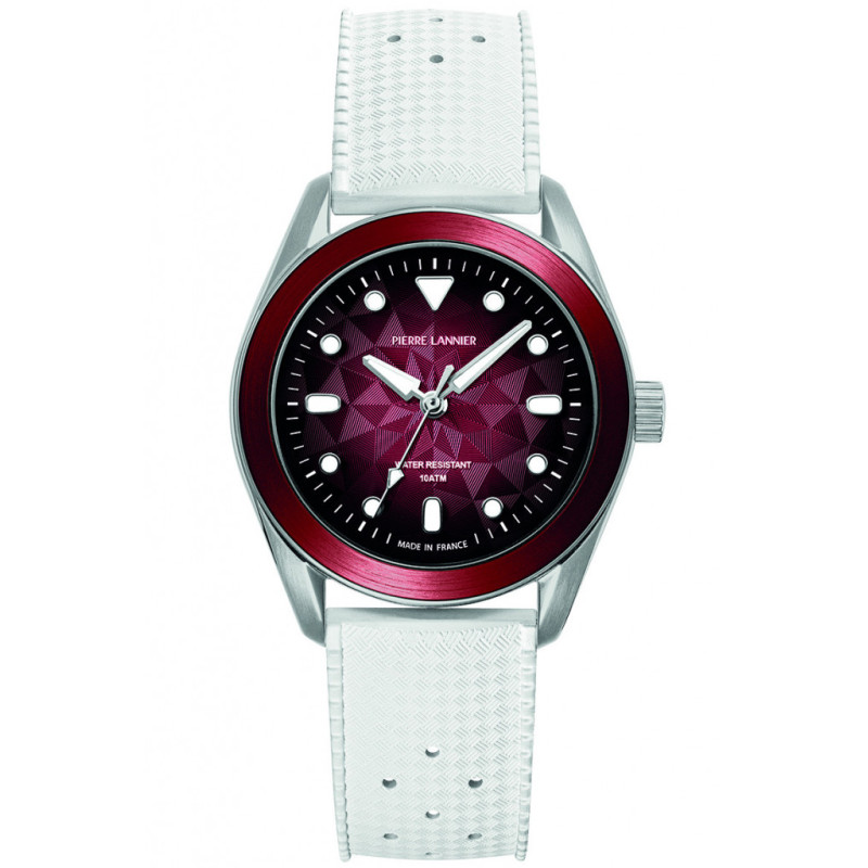 Pierre Lannier Montre Bora Sunset Rouge Silicone Blanc 207K151