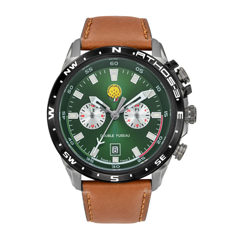 Patrouille de France Athos3 Montre Homme Acier Multifonctions Cuir Marron 668158