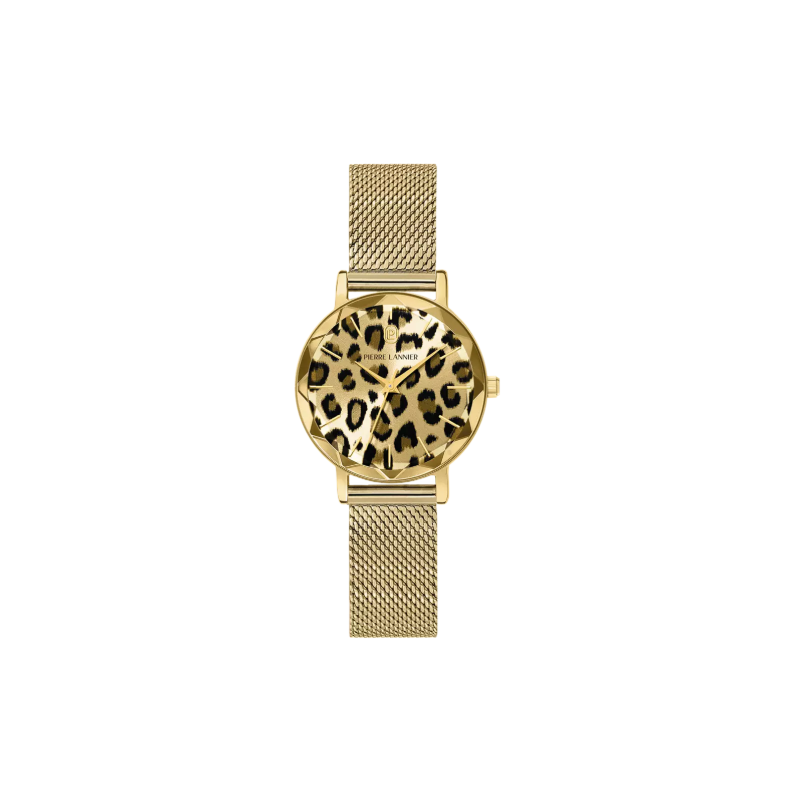 Pierre Lannier Multiples Montre Femme Acier Doré Léopard 008G592