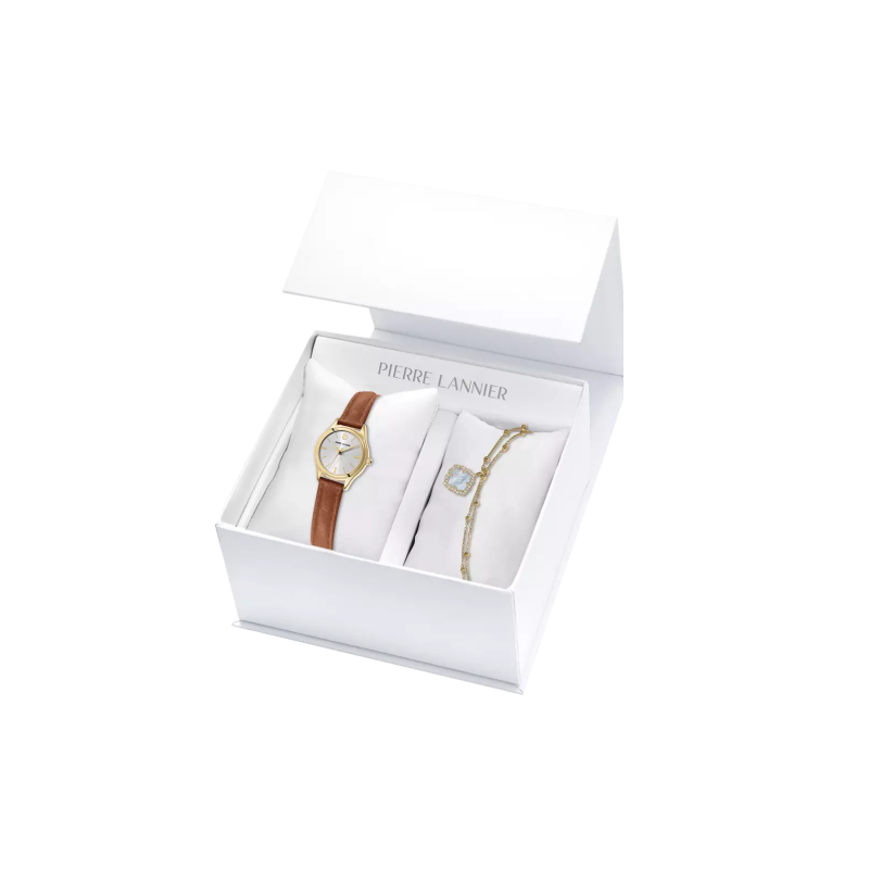Pierre Lannier Coffret Pya Montre Femme Cuir Brun 162G524